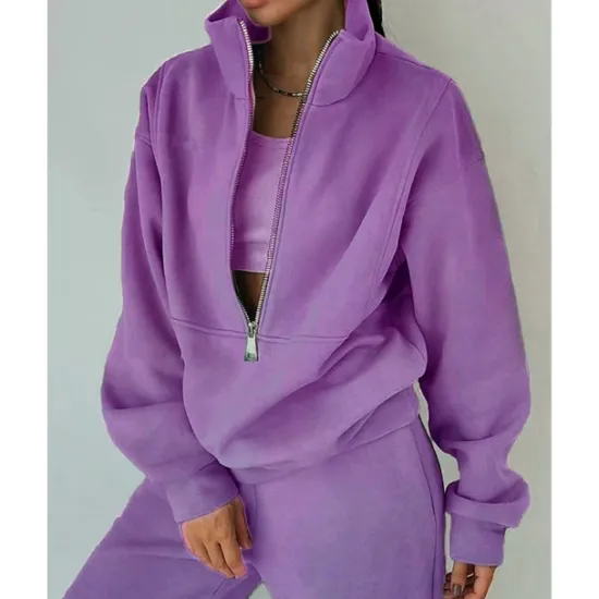 Best Women's Tracksuit Sweatsuit 2 Pieces Half Zip Fleece Pullover Warm Breathable Soft Sportswear Activewear Rosy Pink Light Green Blue Long Sleeve Athleisure Casual Women Two Piece Sets