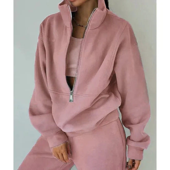Best Women's Tracksuit Sweatsuit 2 Pieces Half Zip Fleece Pullover Warm Breathable Soft Sportswear Activewear Rosy Pink Light Green Blue Long Sleeve Athleisure Casual Women Two Piece Sets