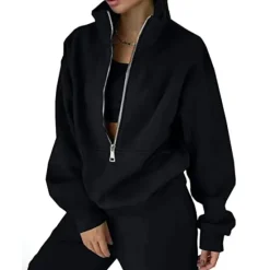 Best Women's Tracksuit Sweatsuit 2 Pieces Half Zip Fleece Pullover Warm Breathable Soft Sportswear Activewear Rosy Pink Light Green Blue Long Sleeve Athleisure Casual Women Two Piece Sets