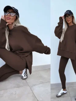 Sale Women's Tracksuits Sets Pure Color Fashion Comfort Daily Gyms Cotton Blend Breathable Crew Neck Long Sleeve Hoodie Pant Spring Fall Home Outfits Women Pajama-Setter