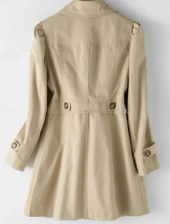 Best Women's Trench Coat Comfortable Breathable Zipper Pocket Casual Plain Vacation Street Casual Daily Wear Single Breasted Long Notch Lapel Regular Fit Long Sleeve Outerwear Black Pink Khaki Spring Fall Women Coats & Trench Coats