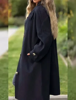 Best Women's Trench Coat Comfortable Breathable Pocket Classic Casual Plain Vacation Street Casual Daily Wear Single Breasted Long Turndown Regular Fit Long Sleeve Outerwear Black Yellow Pink Spring Fall Women Coats & Trench Coats