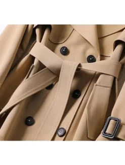 Discount Women's Trench Coat Fall Double Breasted Lapel Long Coat with Belt Winter Warm Windproof Jacket with Pockets Maillard Black Blue Camel Beige Daily S M L XL XXL 3XL Women Coats & Trench Coats