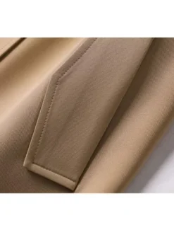 Discount Women's Trench Coat Fall Double Breasted Lapel Long Coat with Belt Winter Warm Windproof Jacket with Pockets Maillard Black Blue Camel Beige Daily S M L XL XXL 3XL Women Coats & Trench Coats
