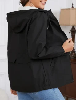 Hot Women's Trench Coat Hoodie Jacket Comfortable Breathable Zipper Pocket Casual Plain Vacation Street Daily Wear Going out Zipper Regular Hoodie Regular Fit Long Sleeve Outerwear Black Yellow Wine Women Jackets|Coats & Trench Coats