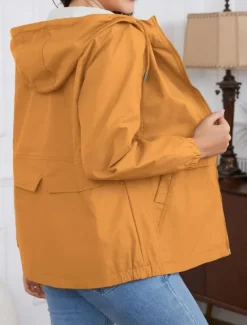 Hot Women's Trench Coat Hoodie Jacket Comfortable Breathable Zipper Pocket Casual Plain Vacation Street Daily Wear Going out Zipper Regular Hoodie Regular Fit Long Sleeve Outerwear Black Yellow Wine Women Jackets|Coats & Trench Coats