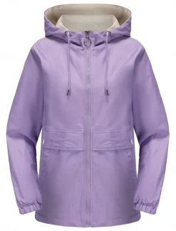 Hot Women's Trench Coat Hoodie Jacket Comfortable Breathable Zipper Pocket Casual Plain Vacation Street Daily Wear Going out Zipper Regular Hoodie Regular Fit Long Sleeve Outerwear Black Yellow Wine Women Jackets|Coats & Trench Coats
