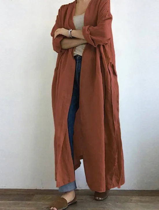 Hot Women's Trench Coat Long Coat Fall Open Front Jacket with Belt Winter Windproof Outerwear with Pocket Comfortable Fashion Outerwear Long Sleeve Spring Black S Women Coats & Trench Coats