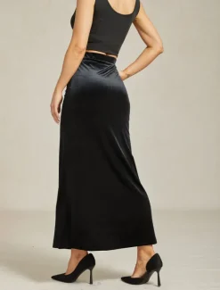 Online Women's Trumpet / Mermaid Elegant Vintage Long Maxi High Waist Skirts Stretchy Fall Velvet Women Skirts