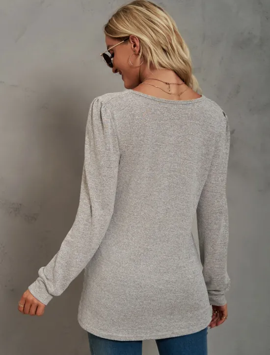 Hot Women's Tunic Cotton Shirt Plain Bohemia Stylish Basic Long Sleeve Puff Sleeve Square Neck Regular Tops Daily Sports Going out Black Pink Purple Green Khaki Spring Fall Women Women's Tops