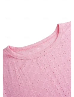 Sale Women's Tunic Dressy Tops Bohemia Tropical Fashion Short Sleeve Square Neck Regular Tops Vacation Daily Weekend Black White Pink Blue Summer Women Lace Tops
