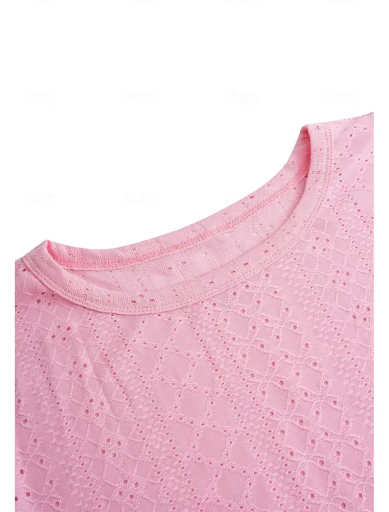 Sale Women's Tunic Dressy Tops Bohemia Tropical Fashion Short Sleeve Square Neck Regular Tops Vacation Daily Weekend Black White Pink Blue Summer Women Lace Tops
