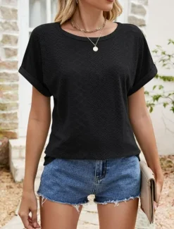 Sale Women's Tunic Dressy Tops Bohemia Tropical Fashion Short Sleeve Square Neck Regular Tops Vacation Daily Weekend Black White Pink Blue Summer Women Lace Tops