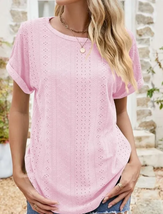 Sale Women's Tunic Dressy Tops Bohemia Tropical Fashion Short Sleeve Square Neck Regular Tops Vacation Daily Weekend Black White Pink Blue Summer Women Lace Tops