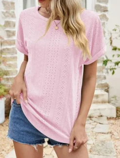 Sale Women's Tunic Dressy Tops Bohemia Tropical Fashion Short Sleeve Square Neck Regular Tops Vacation Daily Weekend Black White Pink Blue Summer Women Lace Tops