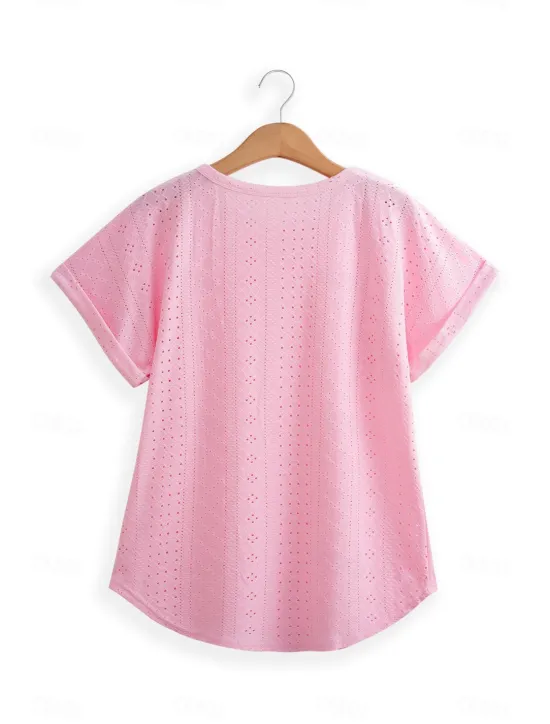 Sale Women's Tunic Dressy Tops Bohemia Tropical Fashion Short Sleeve Square Neck Regular Tops Vacation Daily Weekend Black White Pink Blue Summer Women Lace Tops
