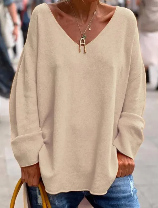 Outlet Women's Tunic Oversized Sweatshirt Pullover Sports Basic Neon & Bright Plain Street Casual V Neck Loose Fit Long Sleeve Black Pink Orange Gray Fall & Winter Prefall Women Tunic Tops