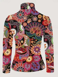 Hot Women's Tunic T Shirt Elegant Bohemia Vintage Long Sleeve Regular Tops Turtleneck Vacation Going out Fall Winter Prefall Women T-Shirts|Boho Tops