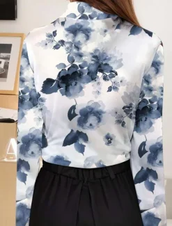Outlet Women's Tunic T Shirt Floral Elegant Long Sleeve Bishop Sleeve Asymmetrical Daily Fall Winter Women T-Shirts