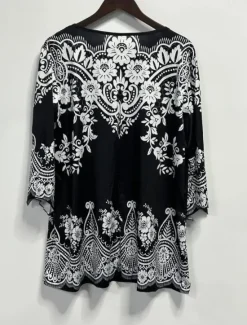 Clearance Women's Tunic T Shirt Graphic Elegant Vintage 3/4 Length Sleeve Notched Neck Regular Tops Daily Going out Ruffle Buttons Spring Fall Women Boho Tops