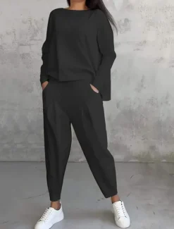 Online Women's Two-Piece Casual Sweatshirt and Joggers Set Spring Autumn Relaxed Fit Lounge Wear Fall Winter Women Two Piece Sets