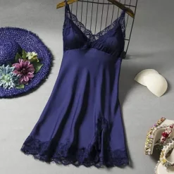 Women's Valentine Dress Sexy Pajamas Pjs Simple Casual Comfort Pure Color Home Party Valentine's Day Sleeveless V Wire Black White Navy Blue Summer Spring Women Lingerie