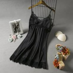 Women's Valentine Dress Sexy Pajamas Pjs Simple Casual Comfort Pure Color Home Party Valentine's Day Sleeveless V Wire Black White Navy Blue Summer Spring Women Lingerie