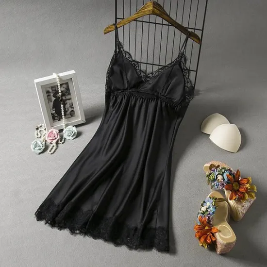 Women's Valentine Dress Sexy Pajamas Pjs Simple Casual Comfort Pure Color Home Party Valentine's Day Sleeveless V Wire Black White Navy Blue Summer Spring Women Lingerie