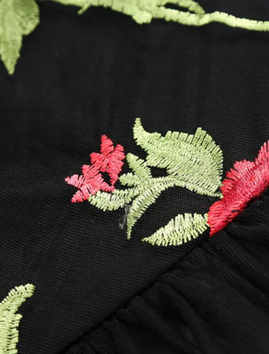 Discount Women's Valentine Lace Dress Vintage Dress Party Dress Mesh Mesh Embroidered Off Shoulder Short Sleeve Floral Midi Dress Wedding Guest Cocktail Party Elegant Vintage Black White Summer Spring Women Cocktail Dress