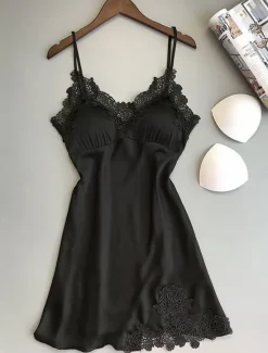 Best Women's Valentine Leopard Night Dress Sexy Lingerie Chemises Negligees Dress Pure Color Lovers Hot Comfort Home Bed Breathable Straps Sleeveless Backless Summer Spring Home Outfits Date Night Outfit Women Sleepwear|Lingerie