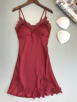 Best Women's Valentine Leopard Night Dress Sexy Lingerie Chemises Negligees Dress Pure Color Lovers Hot Comfort Home Bed Breathable Straps Sleeveless Backless Summer Spring Home Outfits Date Night Outfit Women Sleepwear|Lingerie