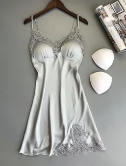 Best Women's Valentine Leopard Night Dress Sexy Lingerie Chemises Negligees Dress Pure Color Lovers Hot Comfort Home Bed Breathable Straps Sleeveless Backless Summer Spring Home Outfits Date Night Outfit Women Sleepwear|Lingerie