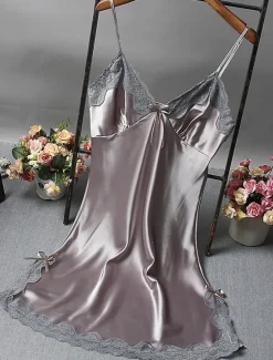 Women's Valentine Night Dress Sexy Lingerie Lace Erotic Sexy Bodies Nightwear Solid Colored Hot Comfort Soft Home Breathable Home Outfits Date Night Outfit Women Lingerie