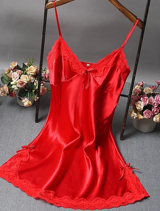 Women's Valentine Night Dress Sexy Lingerie Lace Erotic Sexy Bodies Nightwear Solid Colored Hot Comfort Soft Home Breathable Home Outfits Date Night Outfit Women Lingerie