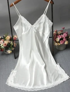 Women's Valentine Night Dress Sexy Lingerie Lace Erotic Sexy Bodies Nightwear Solid Colored Hot Comfort Soft Home Breathable Home Outfits Date Night Outfit Women Lingerie