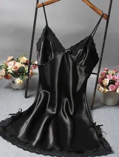 Women's Valentine Night Dress Sexy Lingerie Lace Erotic Sexy Bodies Nightwear Solid Colored Hot Comfort Soft Home Breathable Home Outfits Date Night Outfit Women Lingerie