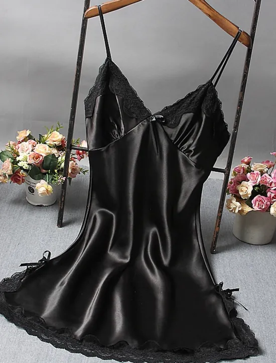Women's Valentine Night Dress Sexy Lingerie Lace Erotic Sexy Bodies Nightwear Solid Colored Hot Comfort Soft Home Breathable Home Outfits Date Night Outfit Women Lingerie