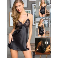 Outlet Women's Valentine Night Dress Sexy Lingerie Nightgown Lace Vacation Backless Green White Home Outfits Date Night Outfit Women Lingerie