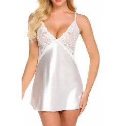 Outlet Women's Valentine Night Dress Sexy Lingerie Nightgown Lace Vacation Backless Green White Home Outfits Date Night Outfit Women Lingerie