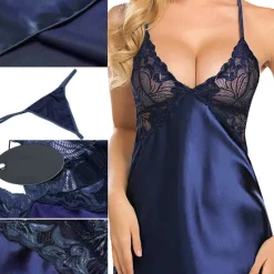Outlet Women's Valentine Night Dress Sexy Lingerie Nightgown Lace Vacation Backless Green White Home Outfits Date Night Outfit Women Lingerie