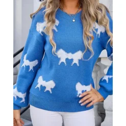 New Women's Valentine Pink Sweater Pullover Elegant Color Block Crew Neck Knitted Long Sleeve Regular Tops Knit Fashion Streetwear Outdoor Daily Weekend Pink Red Fall Winter Women Pullovers & Tops