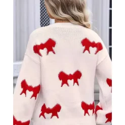 New Women's Valentine Pink Sweater Pullover Elegant Color Block Crew Neck Knitted Long Sleeve Regular Tops Knit Fashion Streetwear Outdoor Daily Weekend Pink Red Fall Winter Women Pullovers & Tops