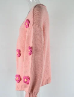 Sale Women's Valentine Pink Sweater Cardigan Elegant Off Shoulder Knitted Petal Sleeve Long Sleeve Regular Tops Knit Outdoor Daily Weekend Fashion Streetwear Black White Fall Winter Women Cardigans & Outerwears