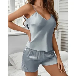 Women's Valentine Sexy Lingerie Lace Sexy Bodies Bra Mesh Nightwear Solid Colored Pink Red Blue Spring Summer Red Home Outfits Date Night Outfit Women Lingerie