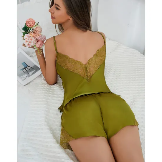 Women's Valentine Sexy Lingerie Lace Sexy Bodies Bra Mesh Nightwear Solid Colored Pink Red Blue Spring Summer Red Home Outfits Date Night Outfit Women Lingerie