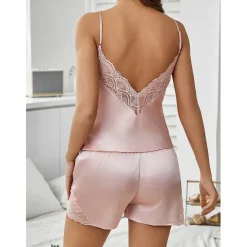 Women's Valentine Sexy Lingerie Lace Sexy Bodies Bra Mesh Nightwear Solid Colored Pink Red Blue Spring Summer Red Home Outfits Date Night Outfit Women Lingerie