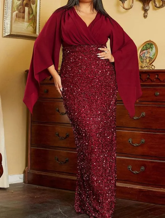 Clearance Women's Valentine's Day Maxi Dress Wedding Guest Dress Sheath Dress Plain Fashion Hot Wedding Guest Date Club Zipper 3/4 Length Sleeve V Neck Dress Regular Fit Black Pink Wine Spring Fall Women Cocktail Dress