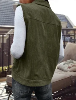 New Women's Vest Outdoor Street Daily Wear Fall Winter Regular Coat Regular Fit Thermal Warm Breathable Stylish Casual Jacket Sleeveless Solid Color with Pockets Army Green Khaki Women Vest