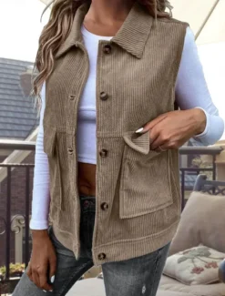 New Women's Vest Outdoor Street Daily Wear Fall Winter Regular Coat Regular Fit Thermal Warm Breathable Stylish Casual Jacket Sleeveless Solid Color with Pockets Army Green Khaki Women Vest