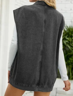 Online Women's Vest Outdoor Street Daily Wear Fall Winter Regular Coat Regular Fit Thermal Warm Breathable Stylish Casual Jacket Sleeveless Plain with Pockets Black Blue Khaki Women Vest